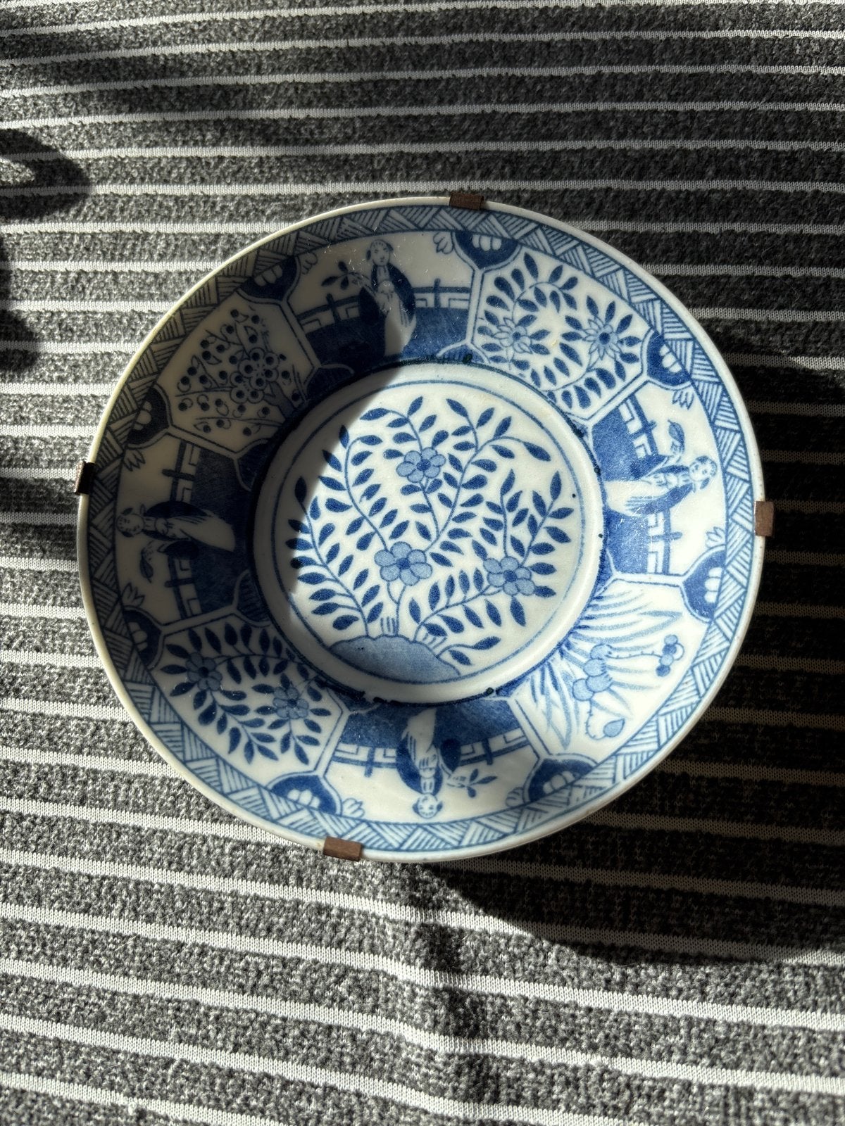Antiek Japans Imari Porseleinen Bord - Blauw en Wit, Ophalen of Verzenden