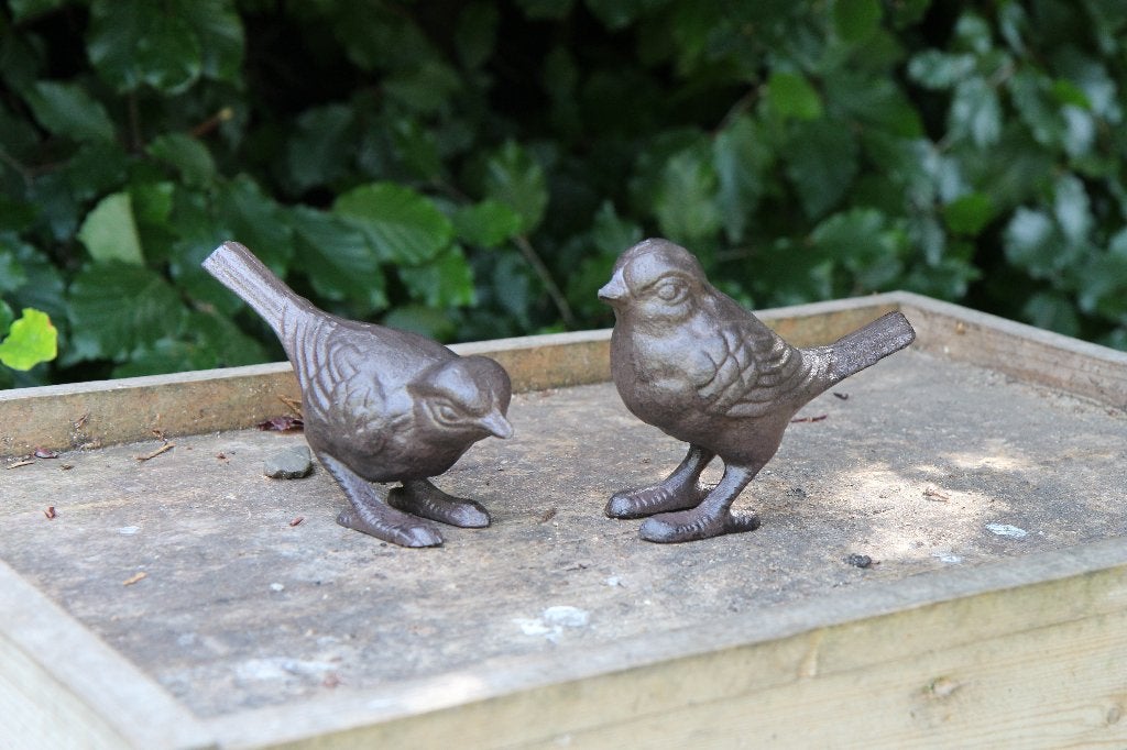 Set van 2 gietijzeren vogeltjes donkerbruin VGS148, Ophalen of Verzenden, Nieuw, Dier