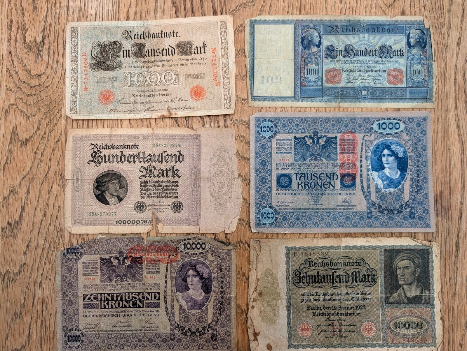 Diverse historische bankbiljetten uit verschillende landen, Postzegels en Munten, Ophalen of Verzenden, Overige landen, Setje
