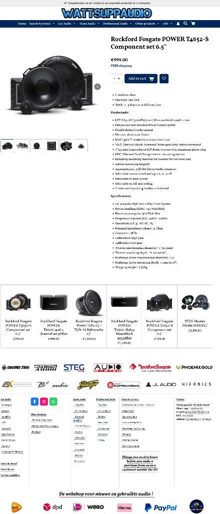 Rockford Fosgate POWER T4652-S 6.5 inch 16.5cm composet, Audio Design, Nieuw, Am Breilingsweg 3, 76709 Kronau, Duitsland, Ophalen of Verzenden