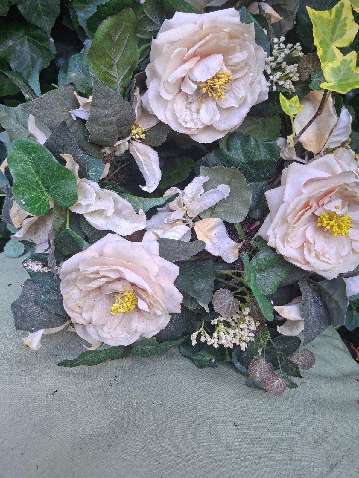 Deurkrans met kunstbloemen, Ophalen, Gebruikt, Krans, Kunststof