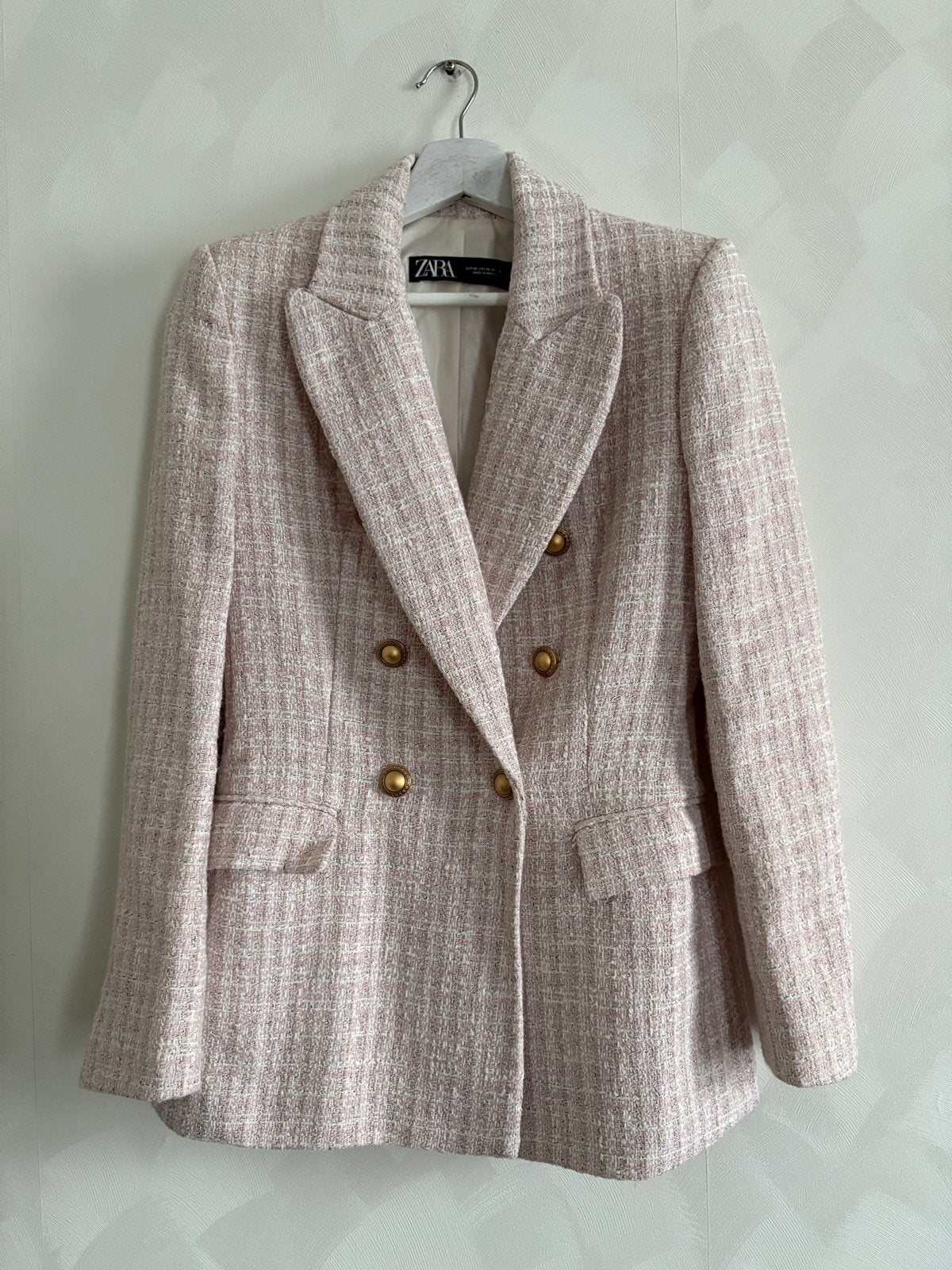 Zara Tweed Blazer - Roze/Wit Maat XS, Ophalen of Verzenden, Zo goed als nieuw, Jasje, Roze