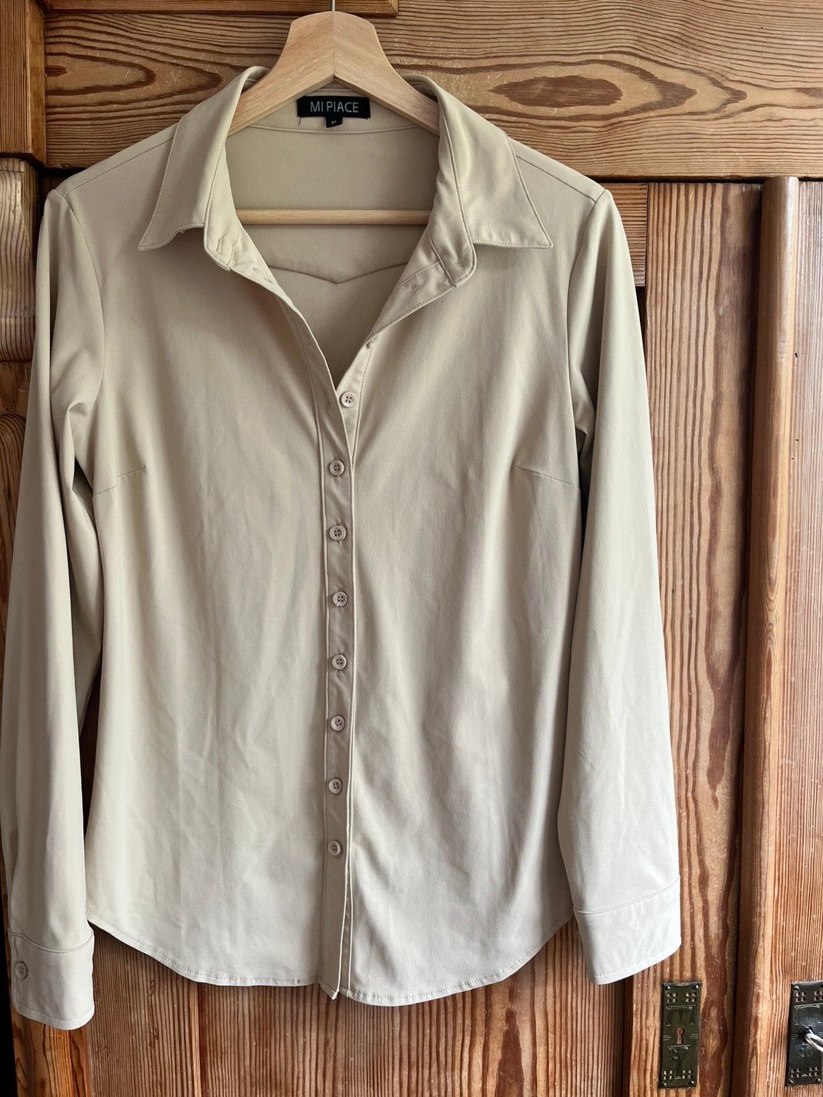 Blouse Mi Piace, Ophalen of Verzenden, Zo goed als nieuw, Maat 38/40 (M), Beige