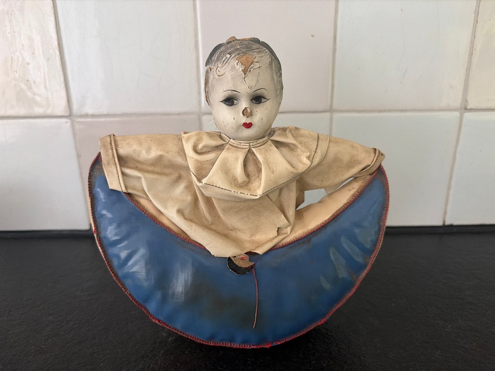 Vintage Muziekdoos Pop - Antieke Clown Pop, Verzamelen, Poppen, Ophalen of Verzenden, Gebruikt, Pop