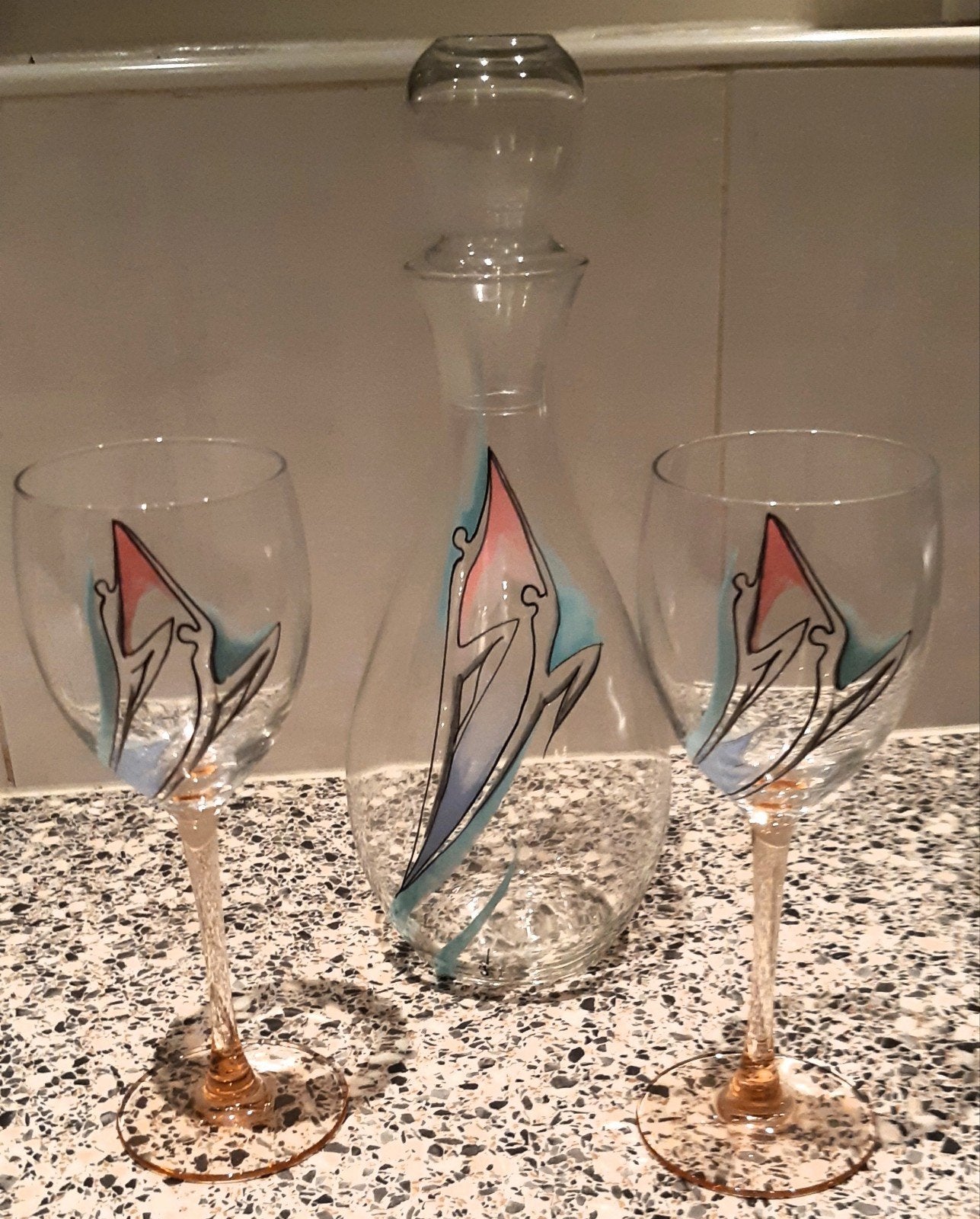 karaf plus glazen, Antiek en Kunst, Antiek | Glas en Kristal, Ophalen of Verzenden