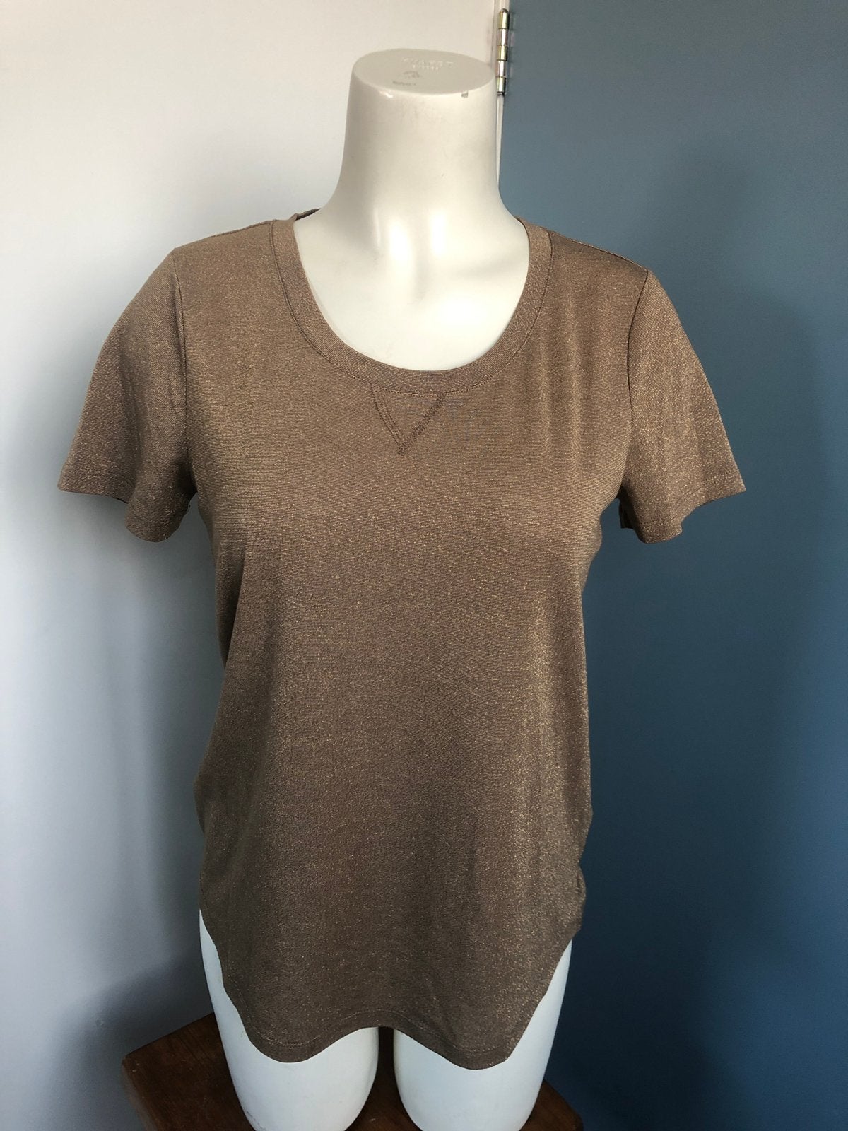 Ichi goud taupe glinster top S Sally ss, Ophalen of Verzenden, Zo goed als nieuw, Korte mouw, X