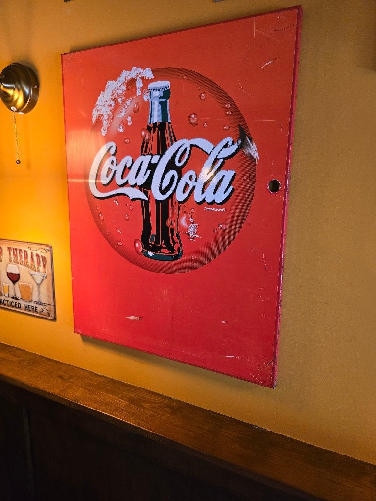 Coca Cola Kroegbord Groot, oude koelkastdeur, Verzamelen, Ophalen, Gebruikt, Gebruiksvoorwerp