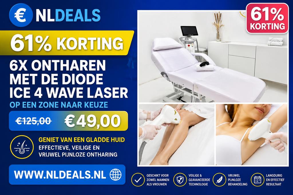 6x Ontharen met Diode ICE 4 Wave Laser - NLDeals, Ophalen, Nieuw, Gehele gezicht, Overige typen