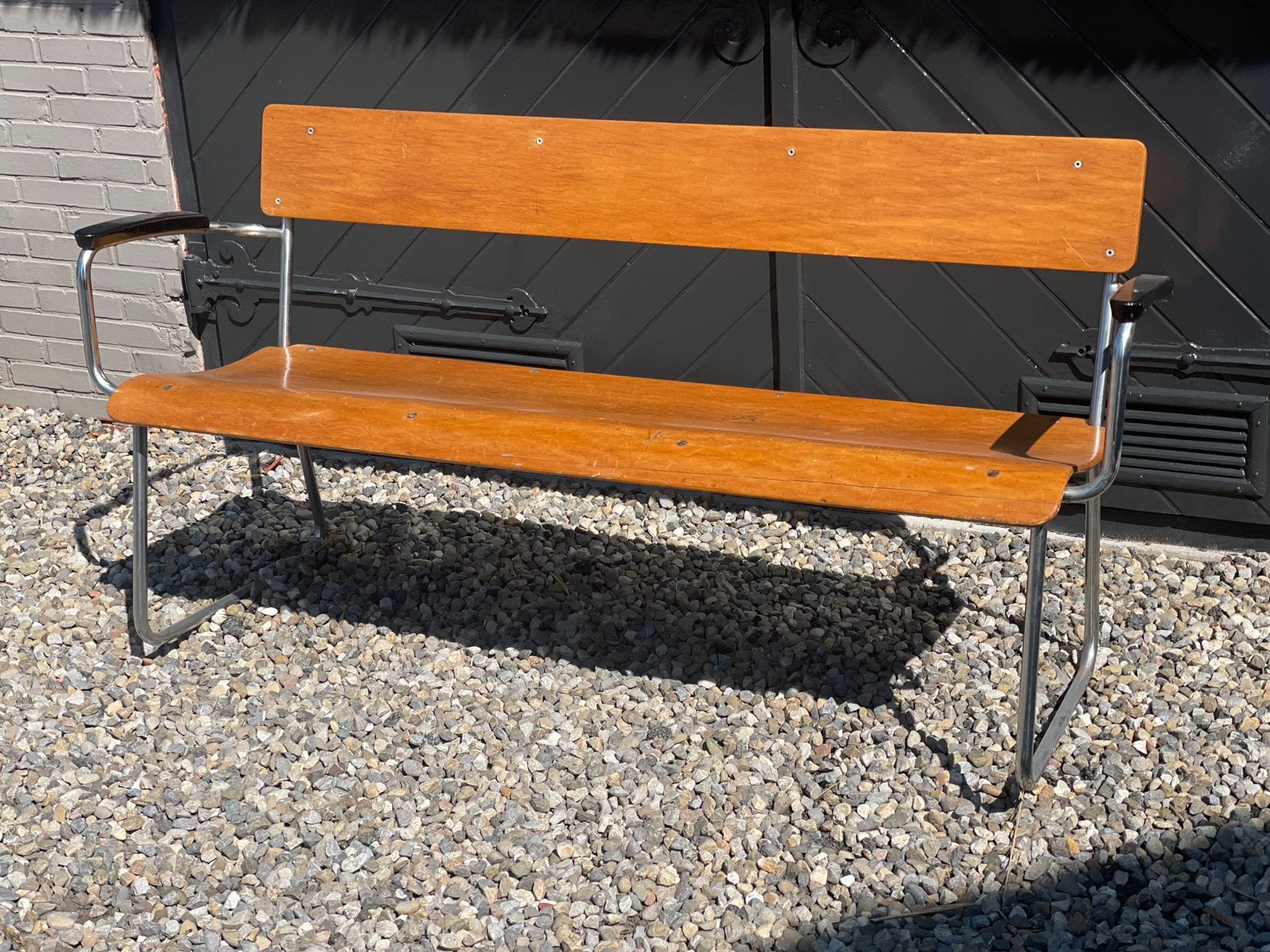 Oude Gispen buisframe design bank, Ophalen, Zo goed als nieuw, Rechthoekig, 125 cm of meer