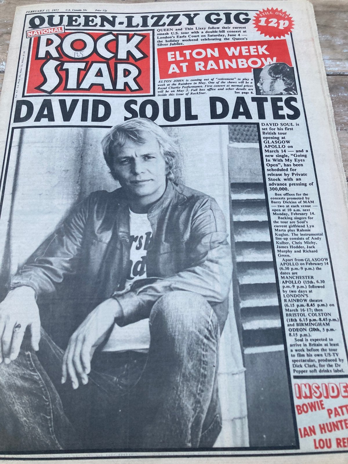 ROCK STAR 1977 TED NUGENT David Soul PATTI SMITH Marriott, Ophalen of Verzenden, Muziek, Film of Tv