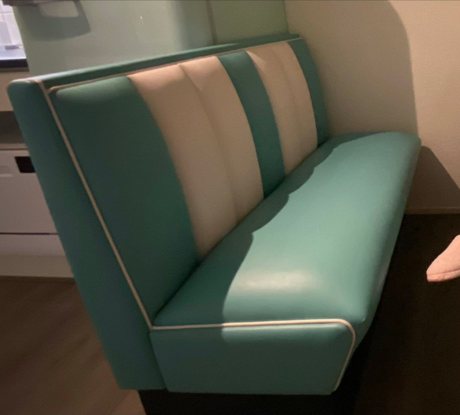 Retro Diner Bank, 50s stijl - Turquoise en Wit, Ophalen, Gebruikt, Tweepersoons, 75 tot 100 cm