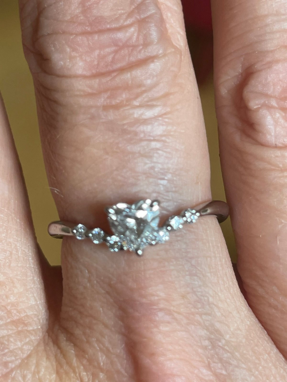 Ring Platina 900 hart geslepen diamant 0,46 karaat, Overige materialen, Ophalen of Verzenden, Zo goed als nieuw, 17 tot 18