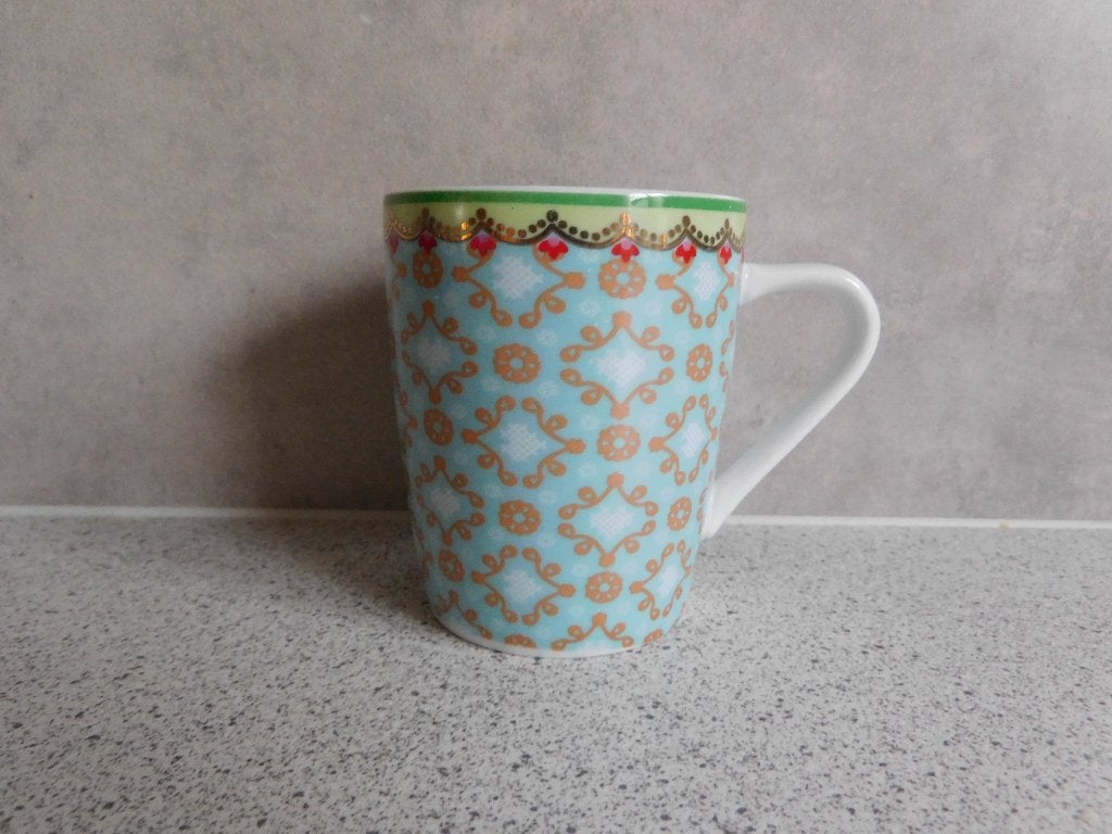 Senseo Mok 180 ml Goud Randje Blauw Albert Heijn, Keramiek, Zo goed als nieuw, Albert Heijn, Overige stijlen
