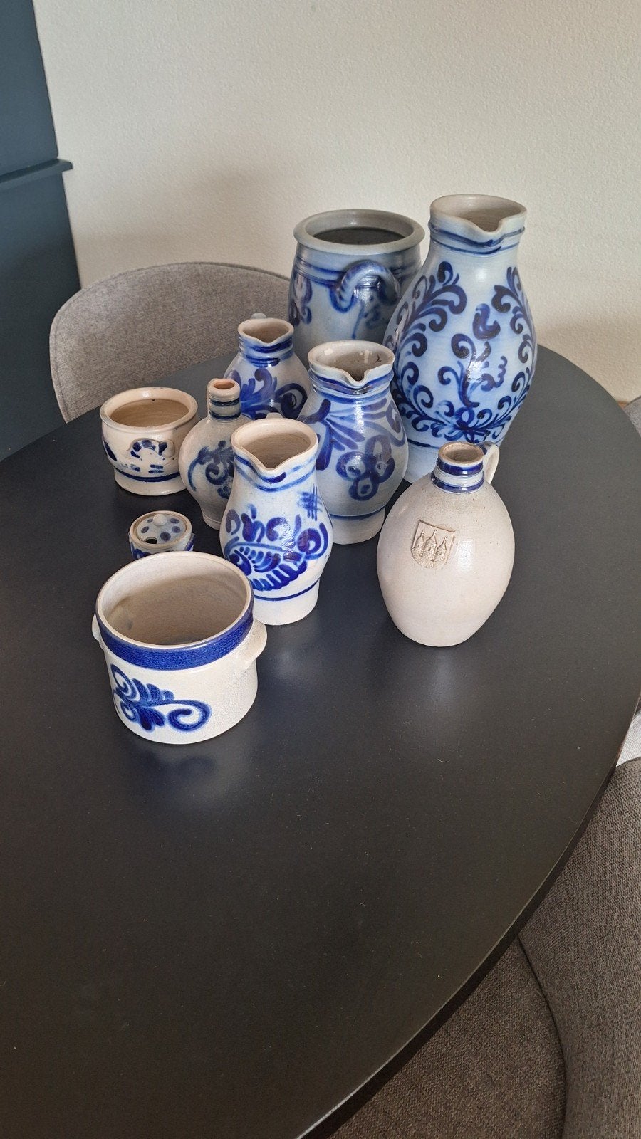 Vintage Westerwald Keramiek Set - Blauw en Grijs, Antiek en Kunst, Ophalen