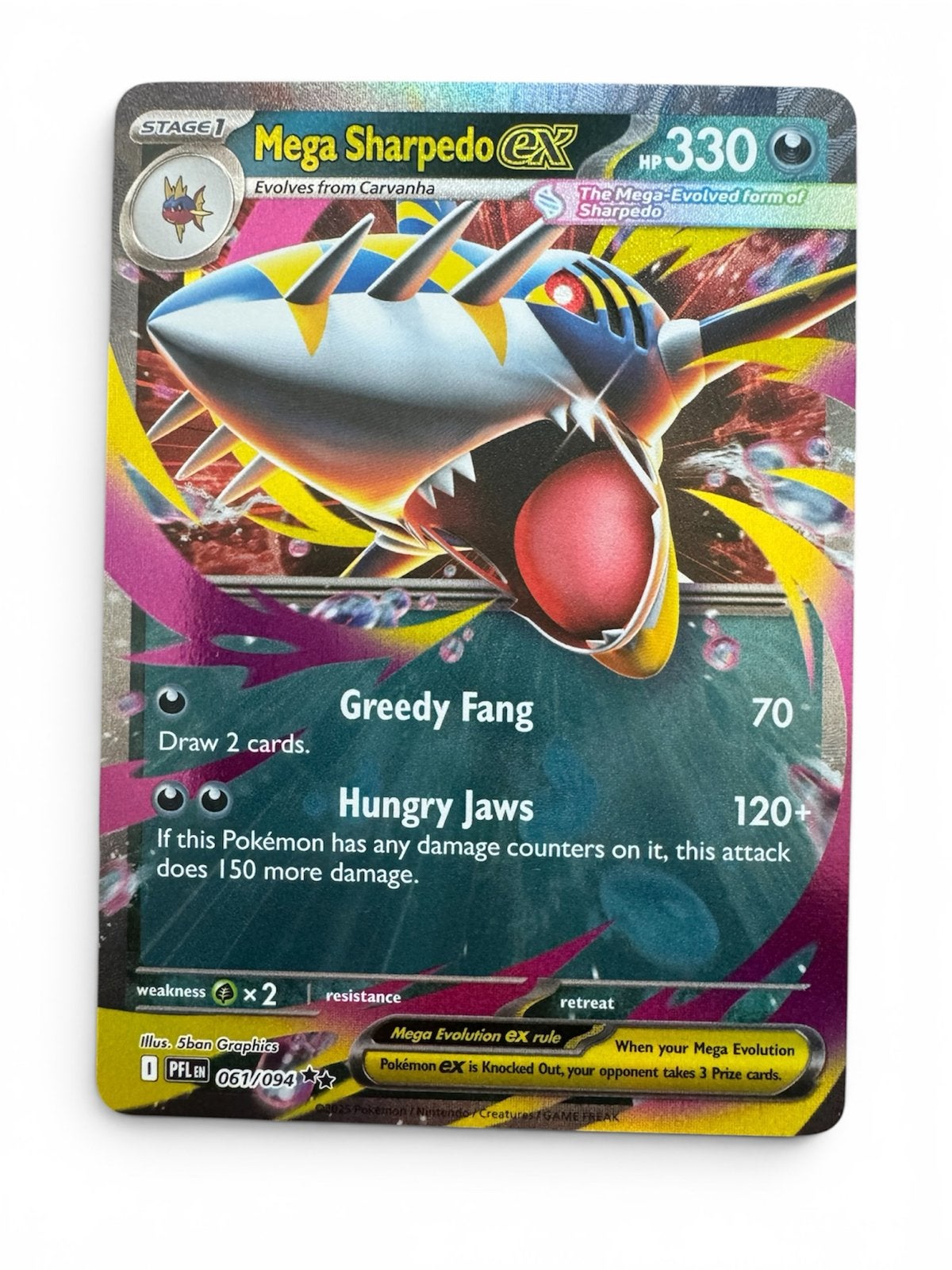 Mega Sharpedo EX Pokémon Kaart 061/094 PFL EN, Ophalen of Verzenden, Zo goed als nieuw, Losse kaart