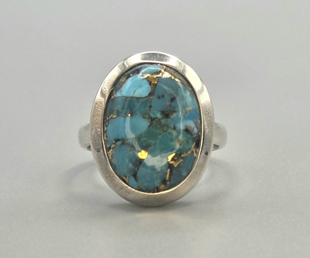 Zilveren ring met edelsteen koper turkooise. 2026/666, Overige kleuren, ., Nieuw, Ophalen of Verzenden