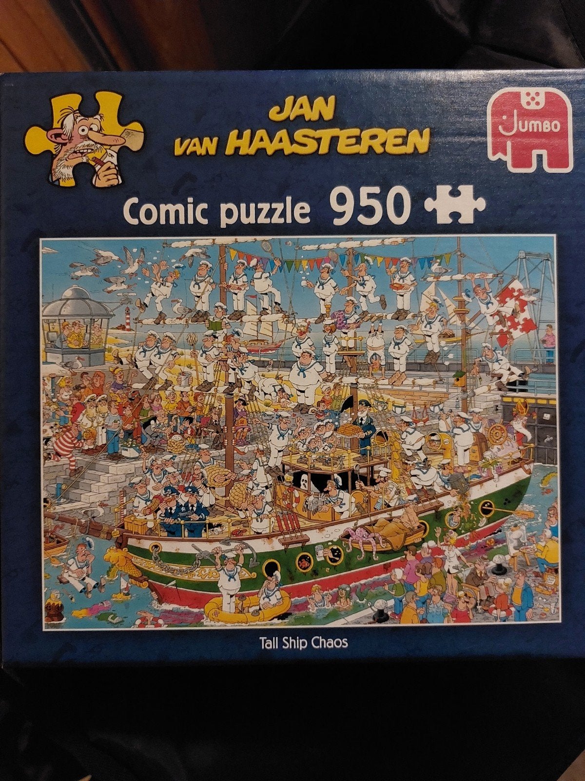 Puzzel, Jan van Haasteren, Tall ship chaos, Hobby en Vrije tijd, Ophalen of Verzenden, 500 t/m 1500 stukjes, Zo goed als nieuw