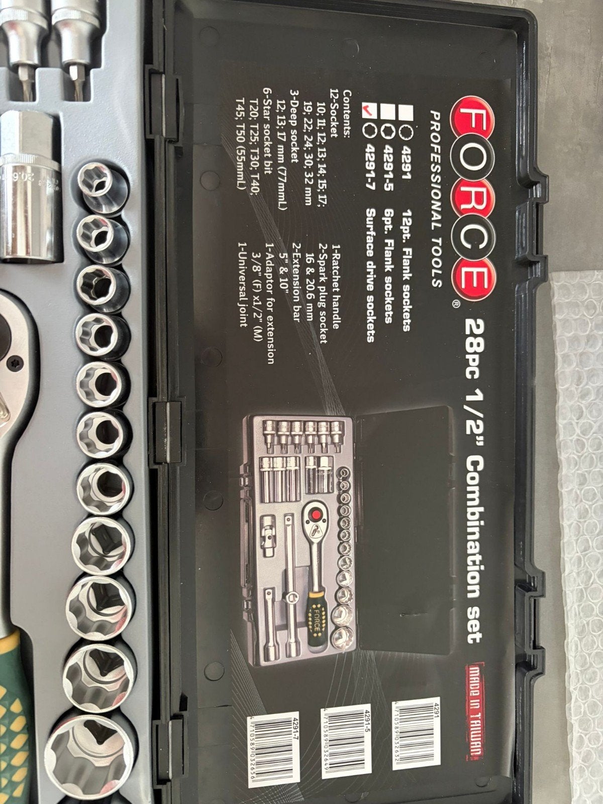 FORCE 28-delige 1/2" Doppenset - Professionele Kwaliteit, Doe-het-zelf en Verbouw, Gereedschap | Handgereedschap, Ophalen, Zo goed als nieuw