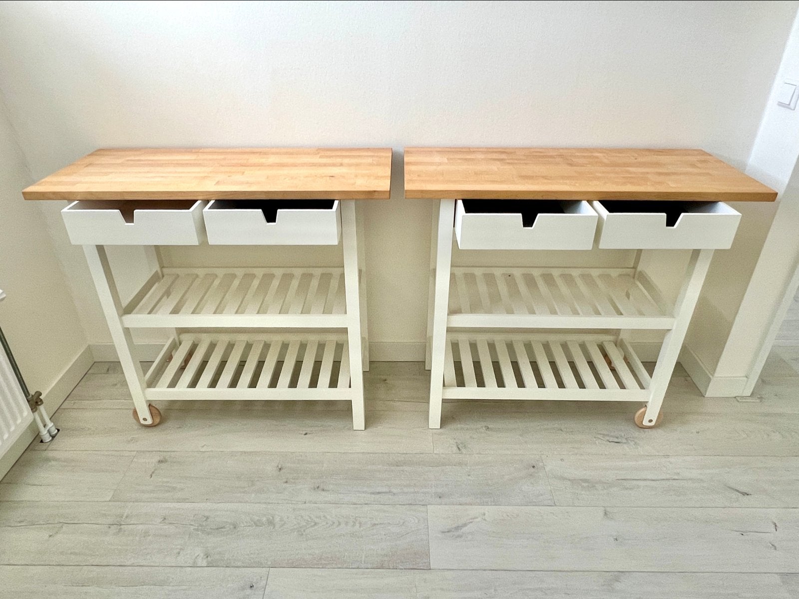 Twee IKEA Keukentrolleys met lades en wielen, Ophalen, Gebruikt, Hout, IKEA