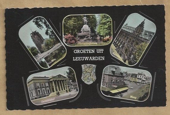 Oude ansichtkaart Leeuwarden - Gelopen 1956, Verzamelen, Ophalen of Verzenden, 1940 tot 1960, Gelopen, Friesland