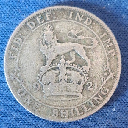 Groot-Brittannië 1 shilling 1921 Km 816a, Verzenden, Overige landen, Losse munt, Zilver