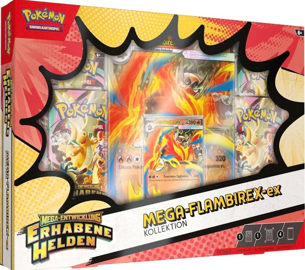 Pokémon Mega-Flambirex-EX Collectie - Erhabene Helden, Ophalen of Verzenden, Nieuw, Overige typen