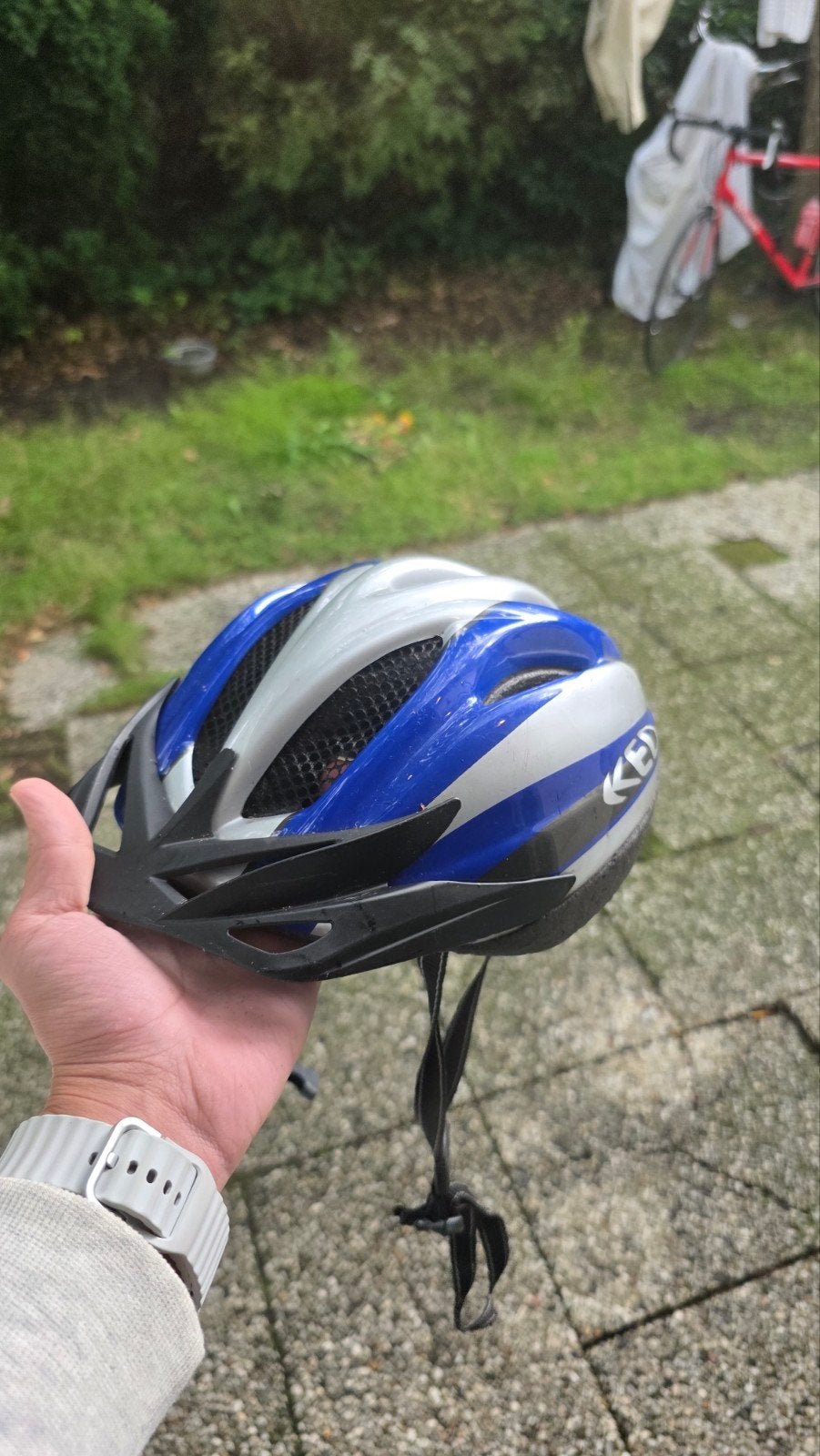 KED Fietshelm Blauw/Zilver - maat 52-58, Fietsen en Brommers, Gebruikt, M, Ophalen of Verzenden, KED