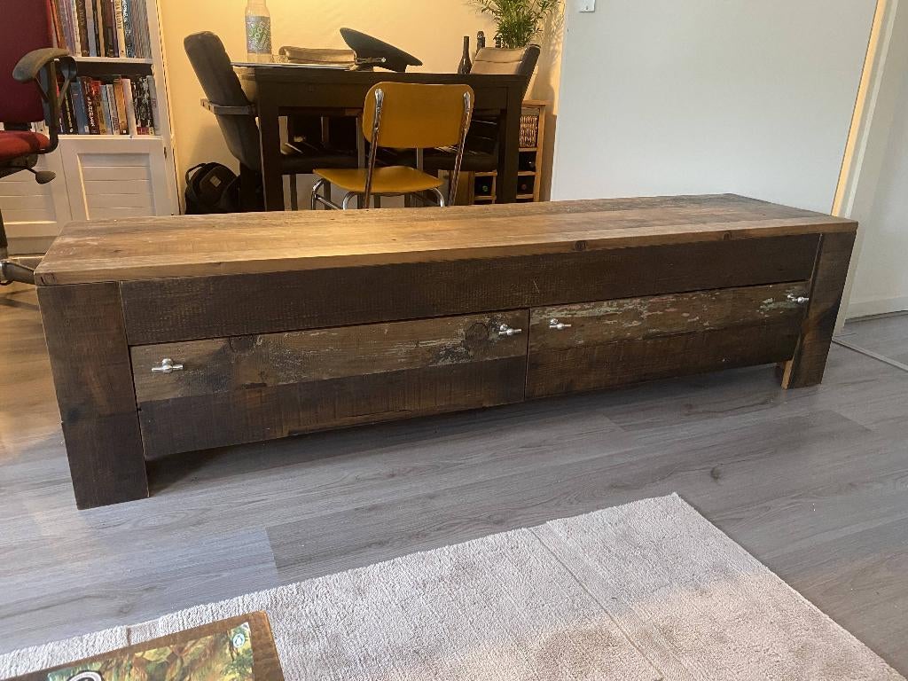 TV meubel van echt driftwood, Ophalen, Gebruikt, 150 tot 200 cm, Minder dan 100 cm