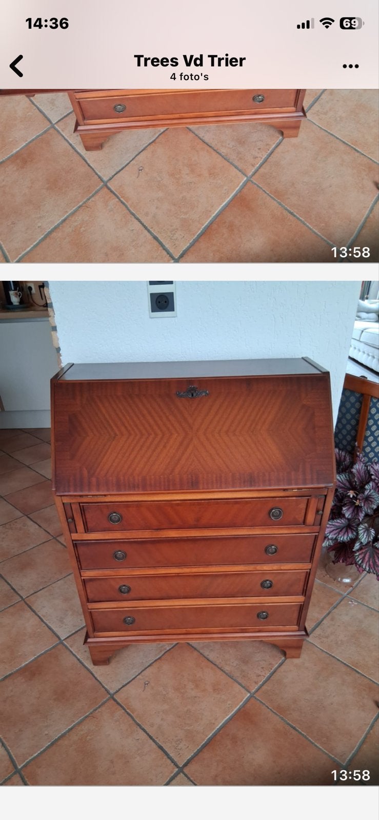 Mahonie Secretaire in perfecte staat, Ophalen