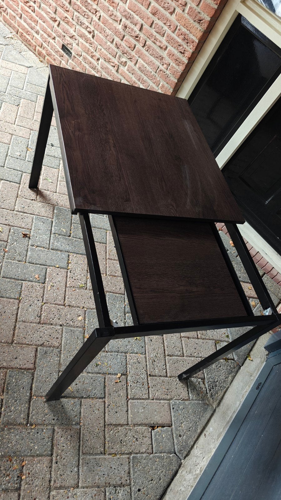 Uitschuifbare tafel/bureau - Donkerbruin / zwart 70x80/120, Huis en Inrichting, Gebruikt, 100 tot 150 cm, Modern, Industrieel