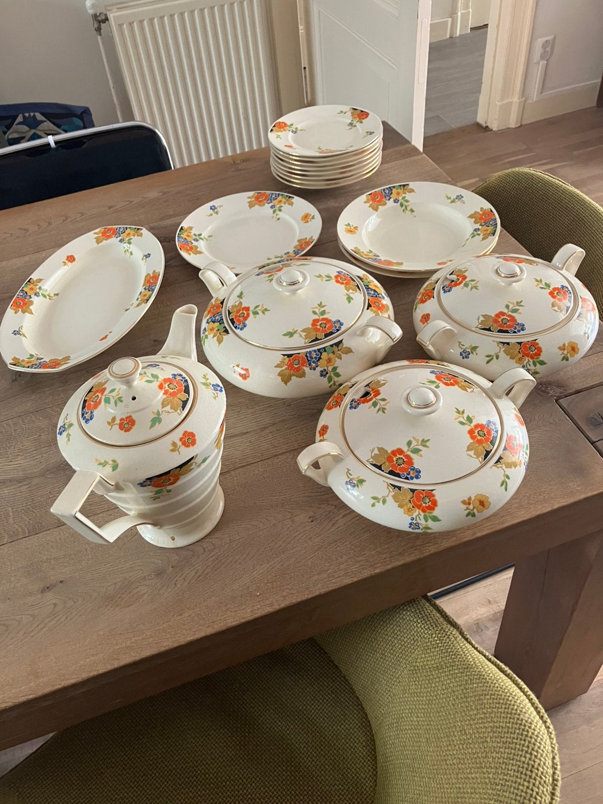 Servies delen oostin. kers, Mosa Maastricht, ook los te koop, Antiek en Kunst, Ophalen of Verzenden