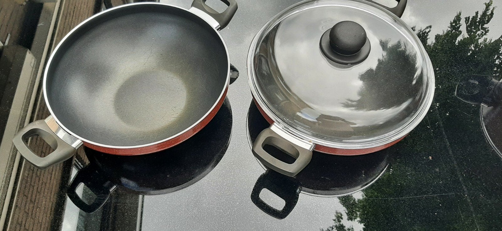 sysas rode pannen 4 x, Ophalen, Antiaanbaklaag, Aluminium, Pannenset