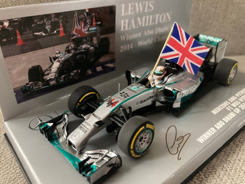 ✅ Lewis Hamilton 1:43 World Champion 2014 Winner Abu Dhabi, Ophalen of Verzenden, Nieuw, Formule 1