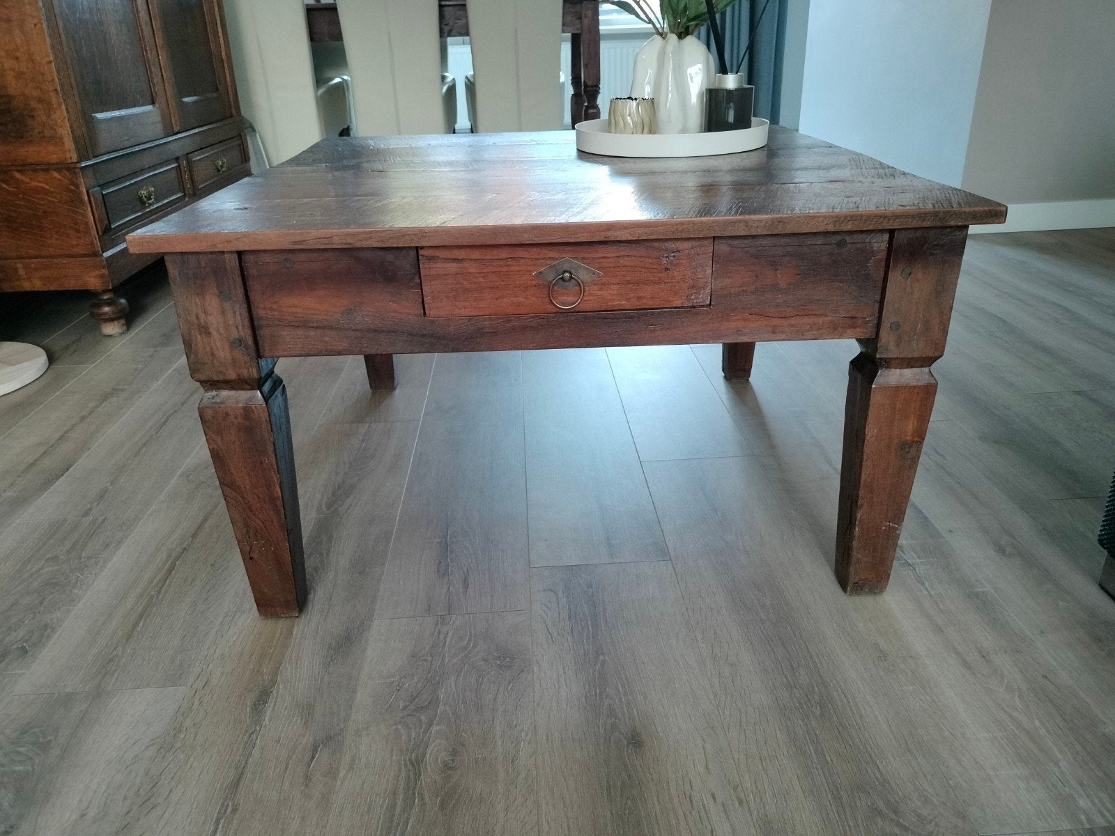 antieke salontafel met lade., Huis en Inrichting, Tafels | Salontafels, Gebruikt, 50 tot 100 cm, 50 tot 100 cm, Antiek