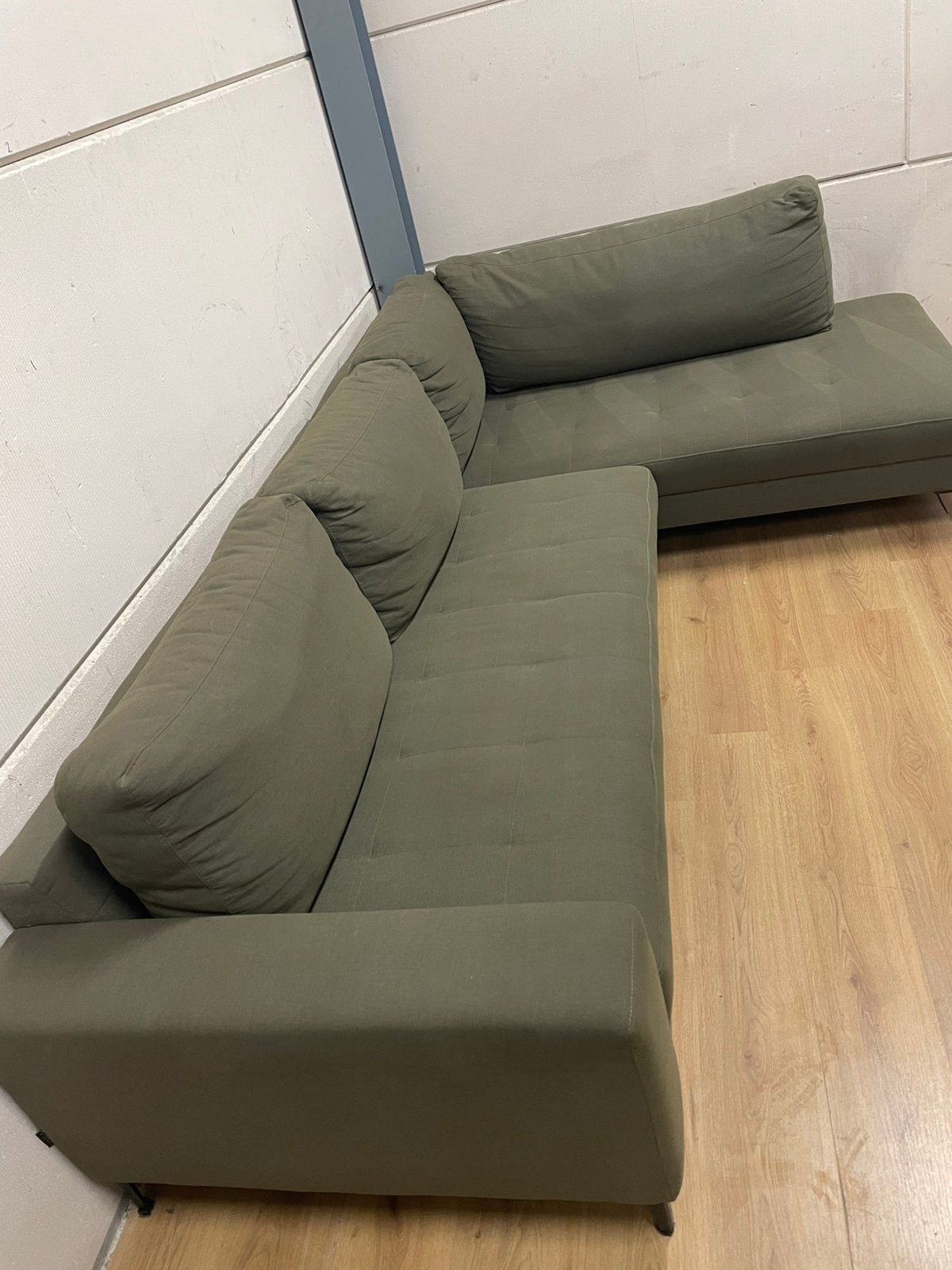 Mooie luxe suede groene GOOSSENS hoekbank - GEREINIGD!!!, Ophalen, 250 tot 300 cm, Luxe, Hoekbank