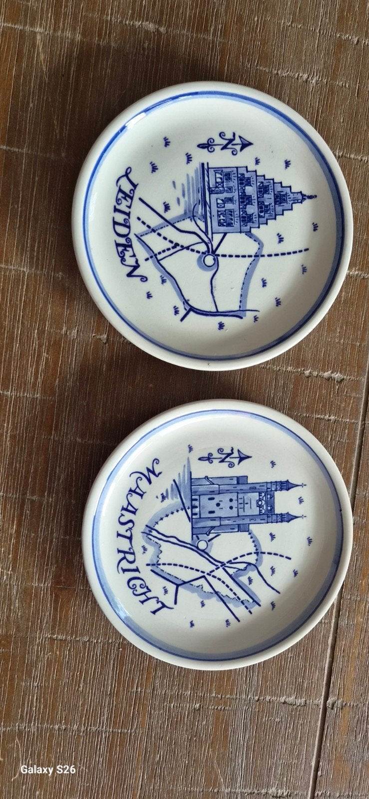 2 handbeschilderde Delfts blauwe bordjes - Goedewaagen, Antiek en Kunst, Ophalen of Verzenden