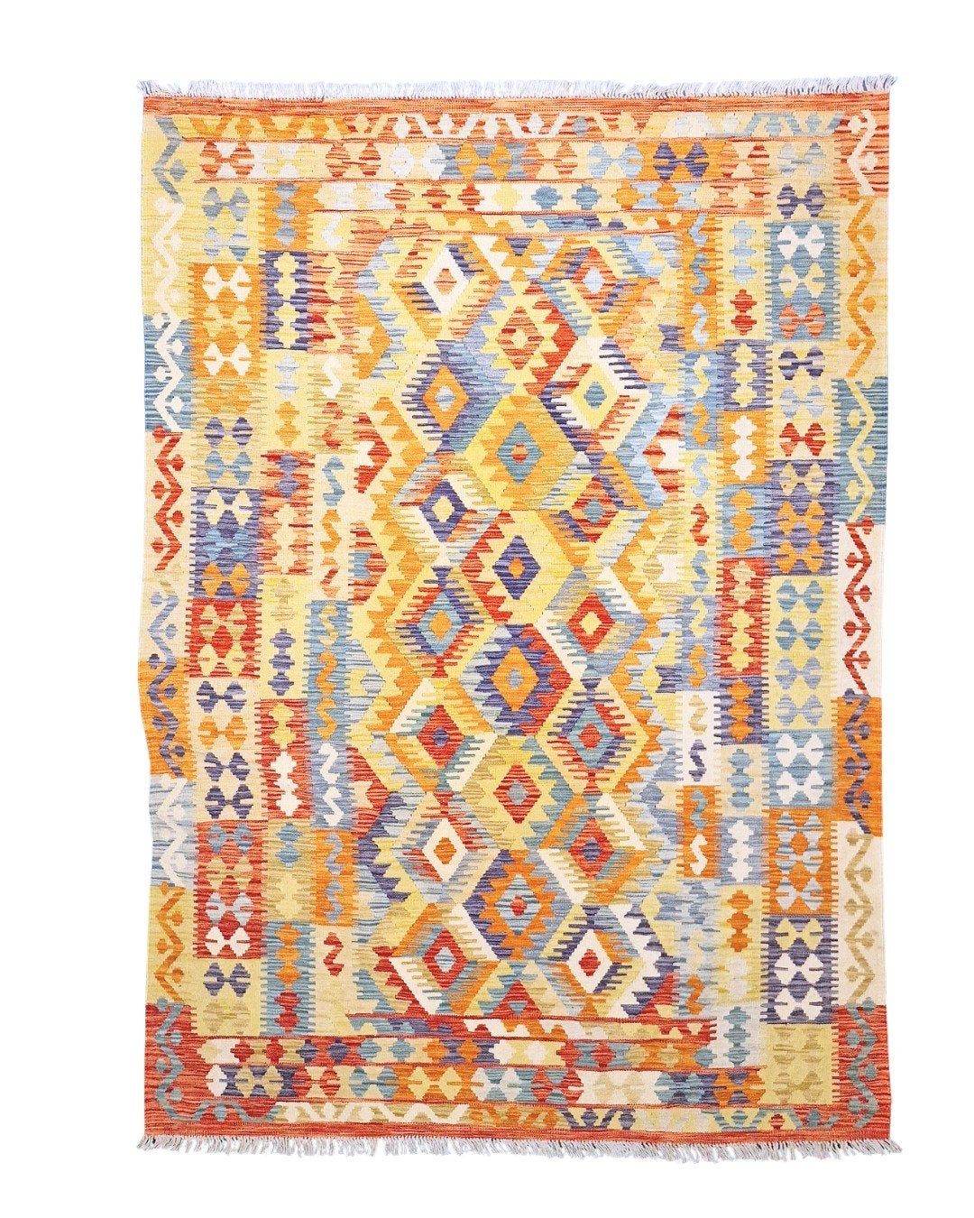 Tribal Kelim Afganistan 250x180 wollen vloerkleed hadgeweven, 1185VB, Crème, De handelmaatschappij, Info@rugsandcerpets.nl