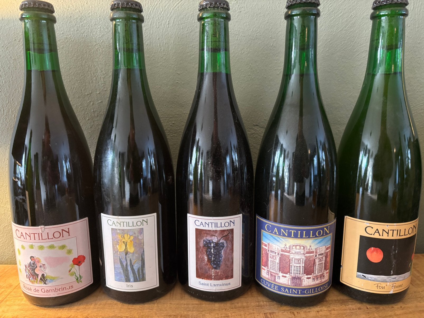Cantillon 5 flessen, Verzamelen, Biermerken, Ophalen of Verzenden, Flesje(s), Overige merken