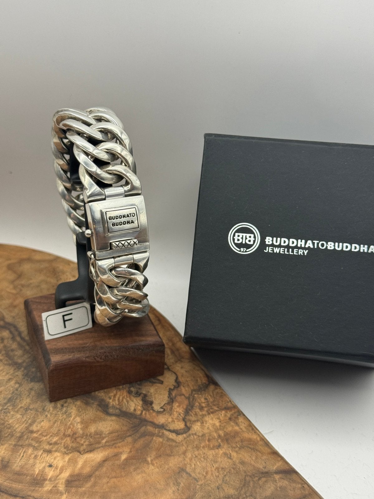 “CHAIN BIG” buddha to buddha 23cm• Maat: F “GEPOLIJST”, Ophalen of Verzenden, Zo goed als nieuw, Zilver, Zilver