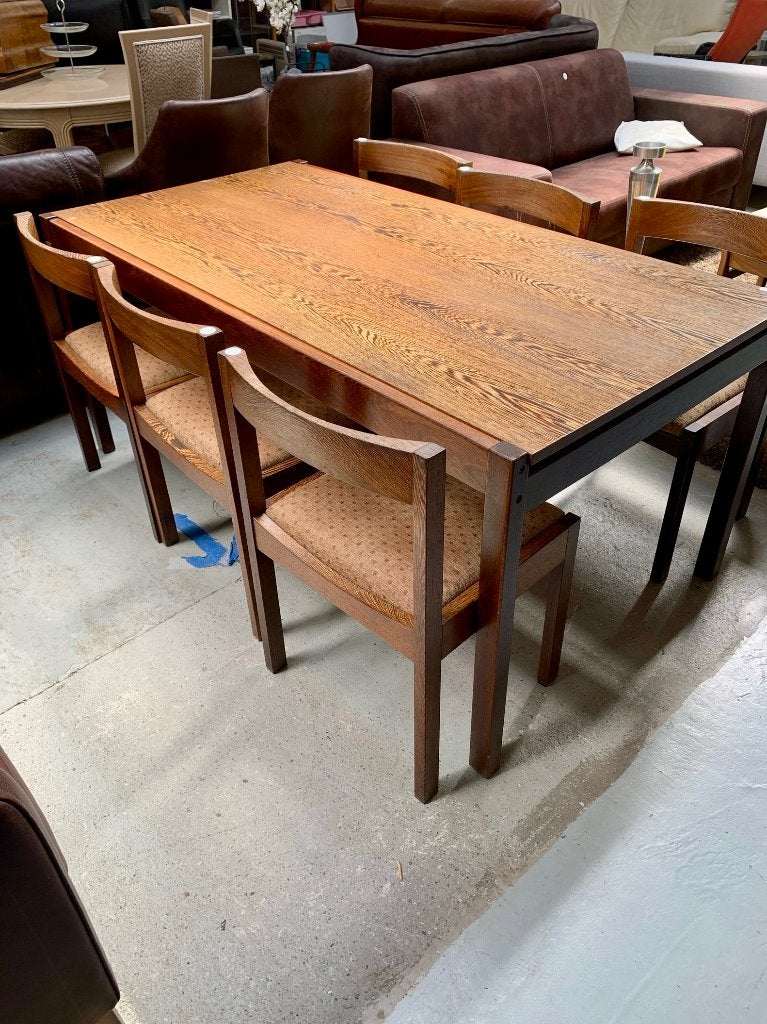 Tafel en 6 stoelen in wenge van Gerard Geytenbeek, Ophalen, Gebruikt, Vintage, 50 tot 100 cm