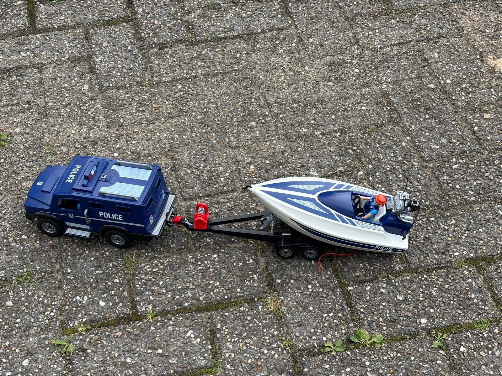 Playmobil Politie SUV + Speedboot + Trailer + Hond + Figuren, Ophalen of Verzenden, Zo goed als nieuw