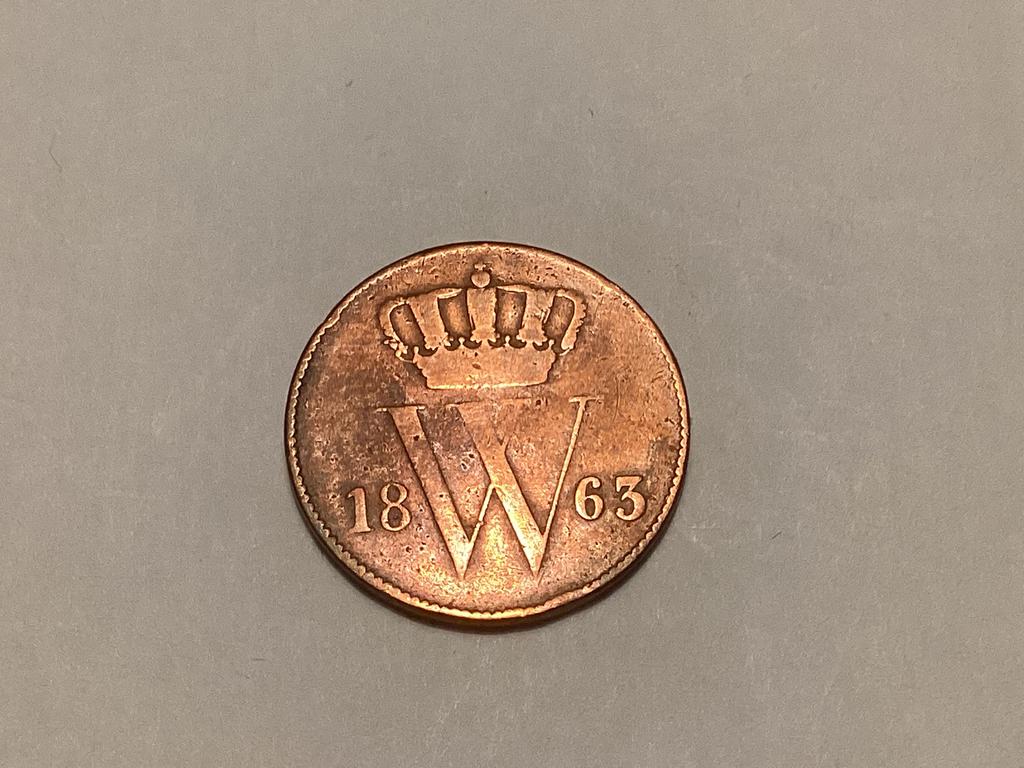 1 cent 1863, Postzegels en Munten, Munten | Nederland, Ophalen of Verzenden, Koning Willem III, 1 cent