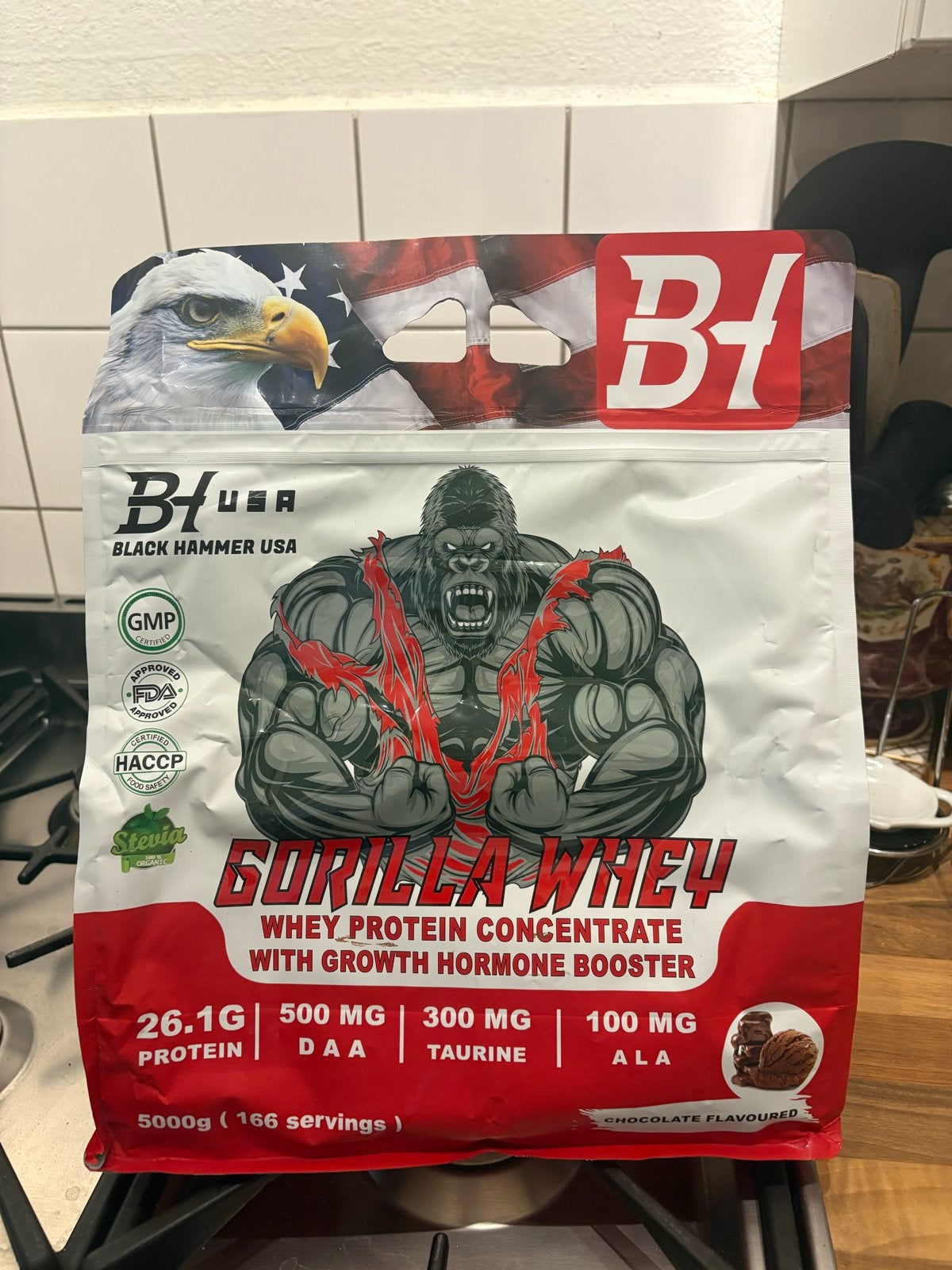 Gorilla Whey Eiwitpoeder - Chocoladesmaak (5000g), Sport en Fitness, Ophalen, Nieuw, Poeder of Drank