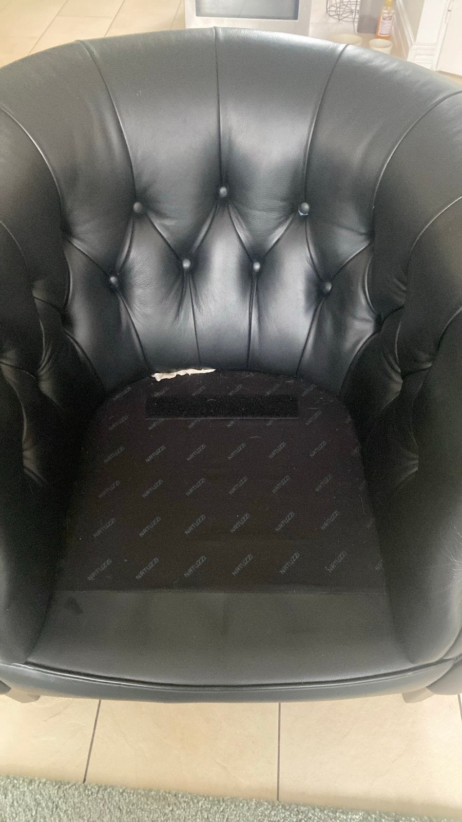 Natuzzi leren fauteuil -Chesterfield stijl, Ophalen, Gebruikt, Leer, 75 tot 100 cm