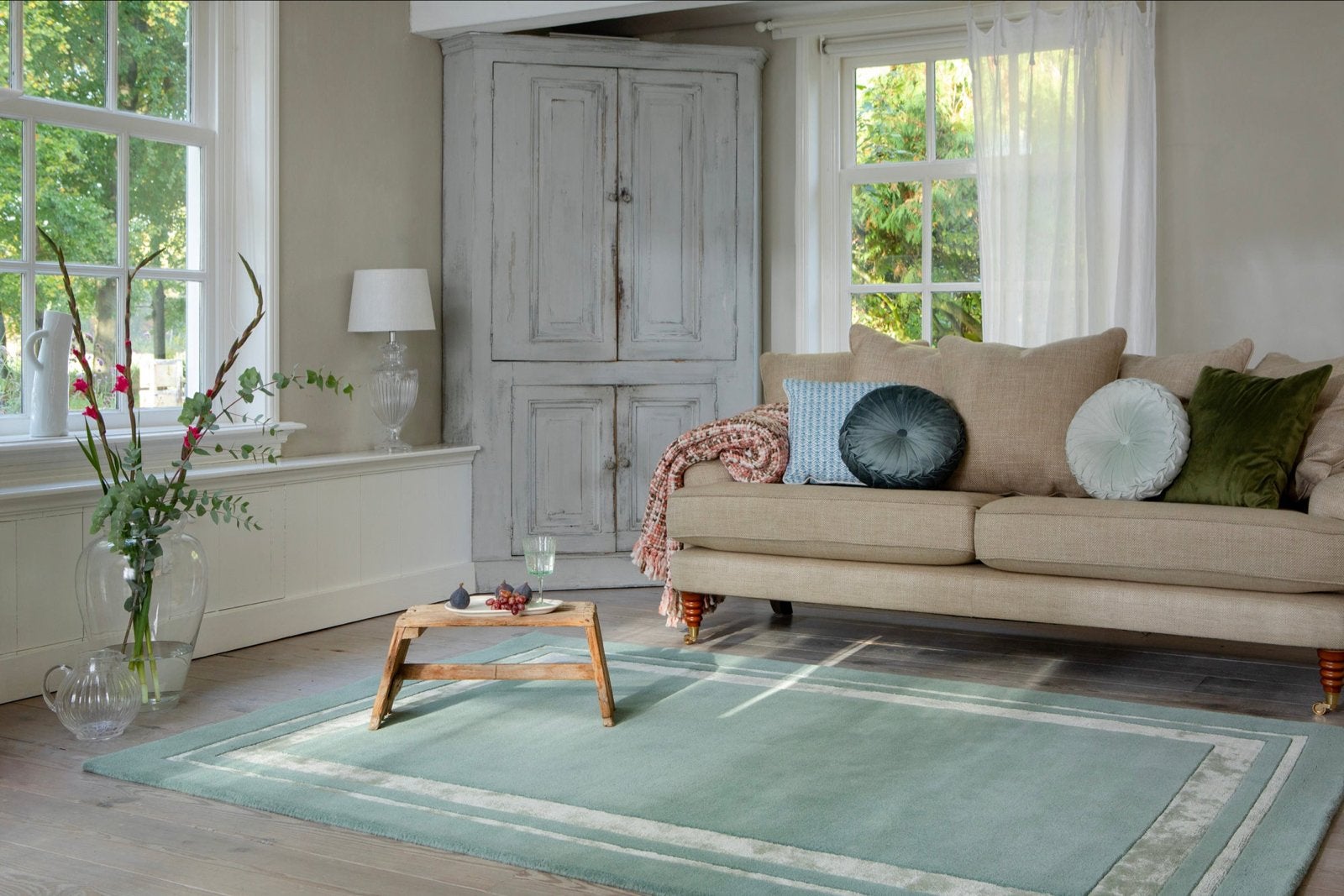 Laura Ashley Redbrook Vloerkleed - Duck Egg (170x240 cm), Huis en Inrichting, Ophalen, Blauw, 150 tot 200 cm, 200 cm of meer