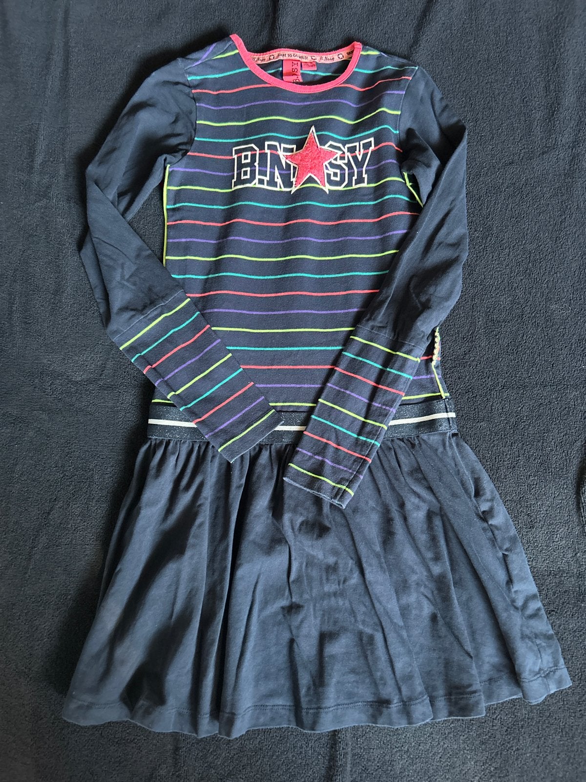B.Nosy jurk donkerblauw maat 146/152 in goede staat, Kinderen en Baby's, Ophalen of Verzenden, Zo goed als nieuw, Meisje