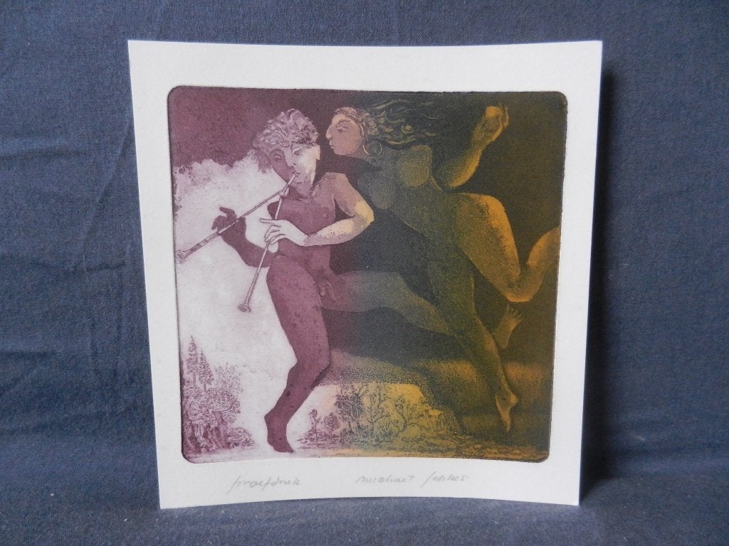 Ets + aquatint Orpheus en Euridyce Michael Jepkes proefdruk, Antiek en Kunst, Mythologie, Genummerd, Ophalen of Verzenden, 12 cm