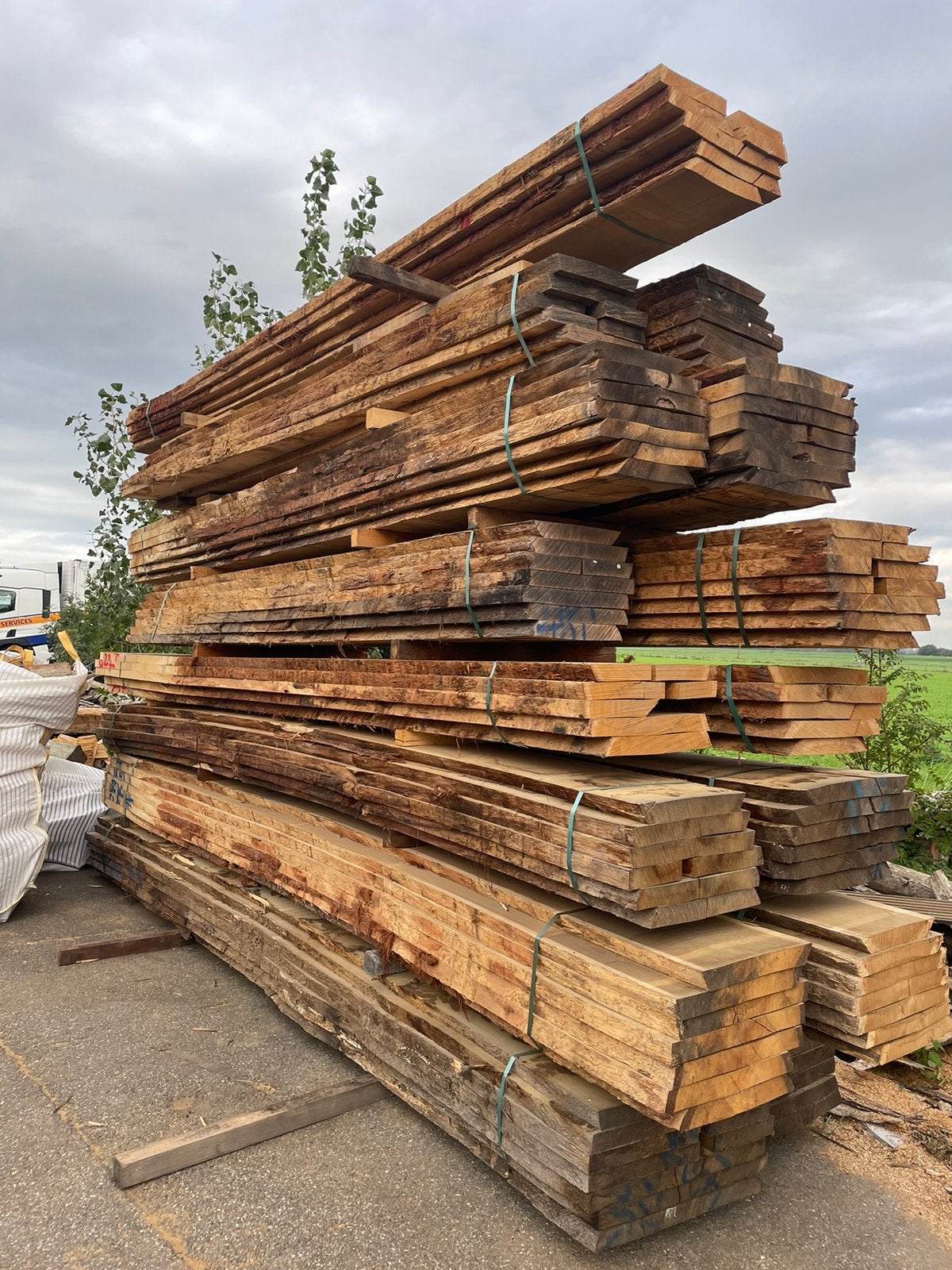 Partij eiken stammen 52mm gedroogd tot 5,5m lang, Ophalen, Eiken, Nieuw, Plank