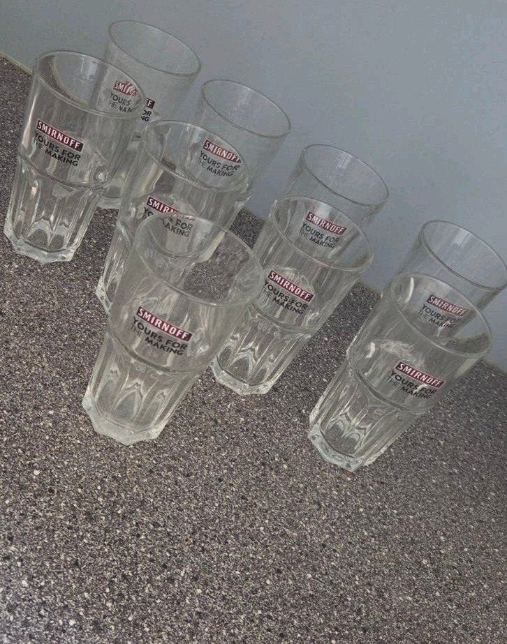 9 Originele Drankglazen ( Smirnoff ), Ophalen of Verzenden, Nieuw, Overige typen