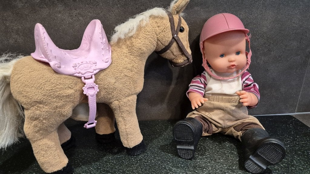 Baby Born My Cute Horse paard met ruiter pop. 5A13, Tweedehands verkoop, Tweedehands verkoop, Gebruikt, Ophalen of Verzenden